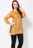VEDA Yellow Printed Kurtis