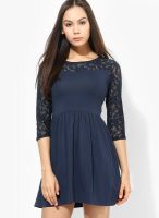 Vero Moda Navy Blue Lace Yoke Dress