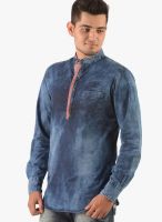 Vintage Blue Washed Denim Slim Fit Casual Shirt