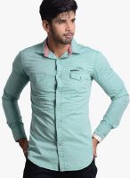 Vintage Green Slim Fit Casual Shirt