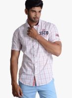 Vintage Red Check Slim Fit Casual Shirt