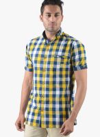 Vintage Yellow Check Slim Fit Casual Shirt