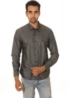 West Vogue Men's Solid Casual Grey Shirt