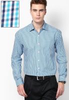 Wills Lifestyle Blue Check Slim Fit Formal Shirt