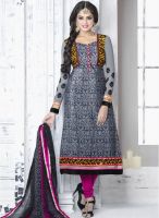 Xclusive Chhabra Grey Embroidered Dress Material