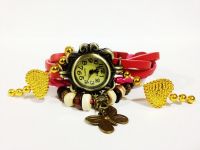 zDelhi.com Golden Heart Bracelet Style Vintage Butterfly Pendent Analog Watch - For Girls, Women