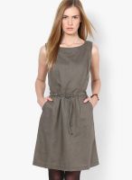 s.Oliver Green Colored Solid Shift Dress