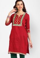 Aaboli Red Printed Kurtas