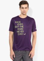 Asics Purple Round Neck T-Shirt