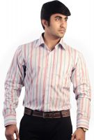 BL_NK Men's Striped Formal Pink Shirt