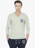 Basics Green Solid Henley T-Shirt