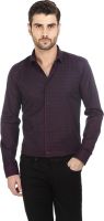 Basics Men's Self Design Formal Purple Shirt