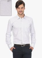 Basics White Checked Slim Fit Formal Shirt