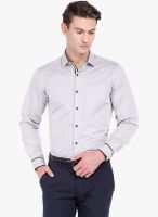 Black Coffee Grey Solid Slim Fit Formal Shirt