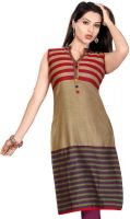 Black Kite & Company Casual Printed Women's Kurti(Brown)