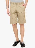 Camino Khaki Printed Shorts