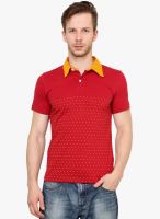 Camino Red Printed Polo T-Shirt