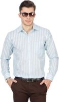 Copperline Men's Striped Formal Green Shirt