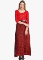 Cottinfab Red Embellished Maxi Dress