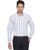 D'INDIAN CLUB Men's Checkered Formal White Shirt
