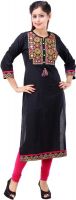 Diva Printed Women's Straight Kurta(Black)