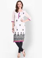 Folklore White Embroidered Kurtas