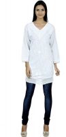 G.S Casual Paisley Women's Kurti(White)