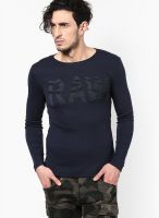 G-Star RAW Blue Printed Round Neck T-Shirts