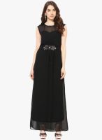 Harpa Black Colored Solid Maxi Dress