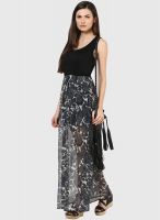 Harpa Grey Colored Printed Maxi Dress