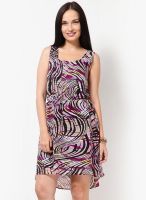 Harpa Purple Colored Printed Asymmetric Dress