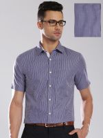 Invictus Men's Striped Formal Dark Blue Shirt