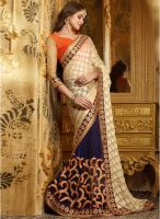 Inddus Blue Embroidered Saree