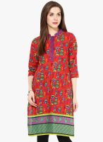 Indidori Red Printed Kurtis & Kurtas