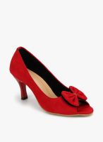 J Collection Red Bow Peep Toes