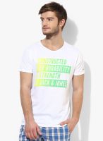 Jack & Jones White Graphic Round Neck T-Shirt