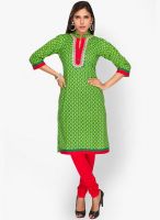Jashn Green Printed Kurtis