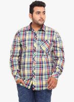 John Pride Yellow Checked Slim Fit Casual Shirt