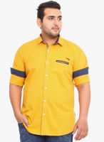 John Pride Yellow Solid Regular Fit Casual Shirt