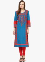 Kurti'S Blue Embroidered Kurtis