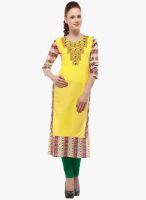 Kurti'S Yellow Embroidered Kurta