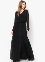 MANGO-Outlet Mango Black Wrapped Gown