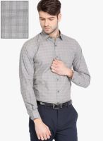 Mark Taylor Grey Milange Check Slim Fit Casual Shirt