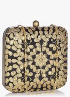 Molcha Black/Multi Maya Zari Embroidered Box Clutch