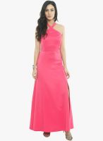 Nun Pink Colored Solid Maxi Dress