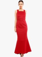 Nun Red Colored Solid Maxi Dress