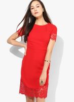Only Red Colored Solid Shift Dress