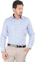 Oxemberg Men's Checkered Formal Light Blue Shirt