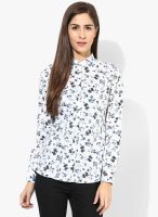 Park Avenue White Printed Shirt