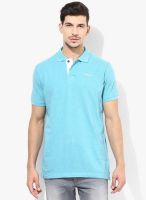 Pepe Jeans Aqua Blue Solid Polo T-Shirt